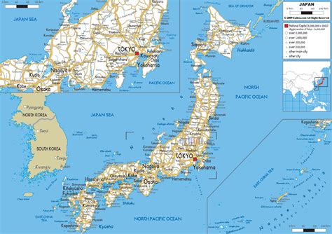 large map of japan with cities